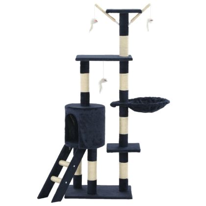Котешко дърво със сизалени стълбове, 138 см, тъмносиньо