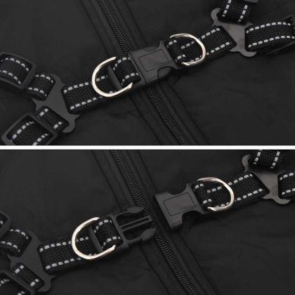 Кучешко палто с ремък Водоустойчиво светлоотразително черно L48