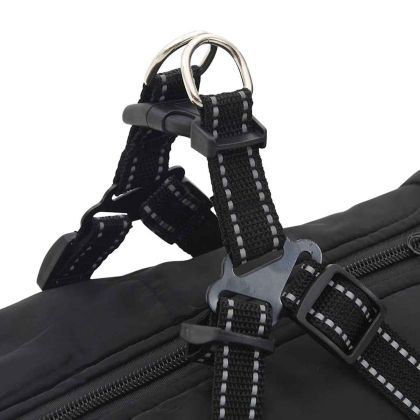 Кучешко палто с ремък Водоустойчиво светлоотразително черно L48