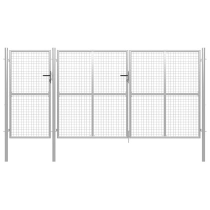 Градинска порта, стомана, 400x150 см, сребриста