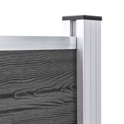 Комплект оградни панели, WPC, 872x105 см, черен