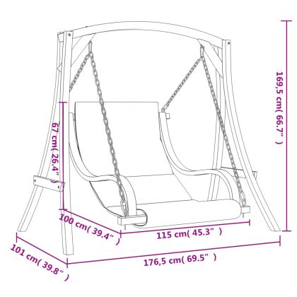Стол-люлка с възглавница, масивно дърво смърч с финиш тик