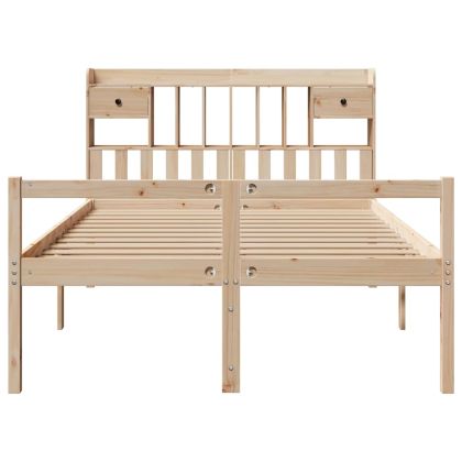 Легло с етажерка за книги, без матрак, 140x190 см, бор масив