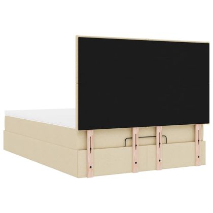 Османска легло с матрак, кремаво, 140x200 см, плат