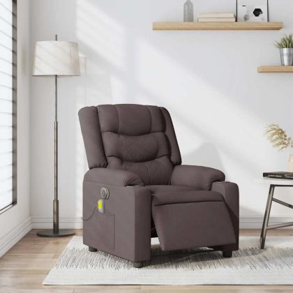 Електрически масажен наклоняем стол, тъмнокафяв, текстил