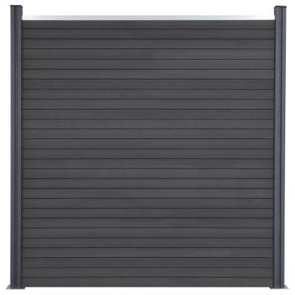 Комплект ограден панел, сив, 353x186 см, WPC