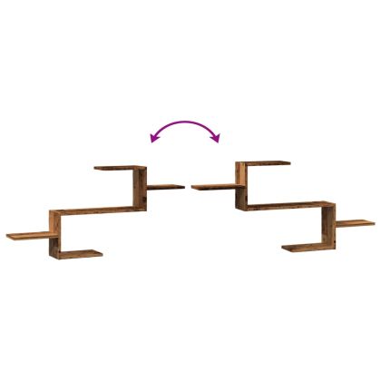 Стенен рафт, старо дърво, 104x15x49 см, инженерно дърво