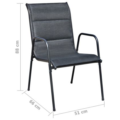 Градински трапезен комплект, 9 части, стомана, черен