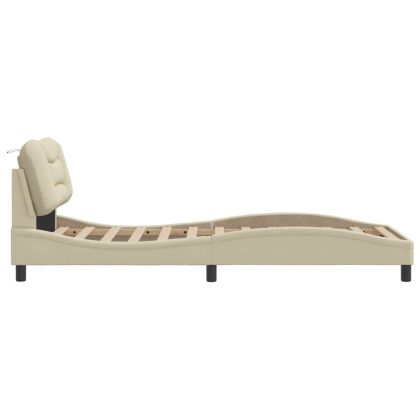 Рамка за легло без матрак Hvar, кремави, 90x200 см, плат