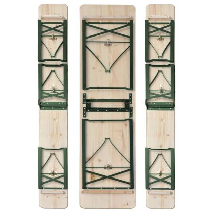 Сгъваема маса за бира с 2 пейки, 220 см, чам