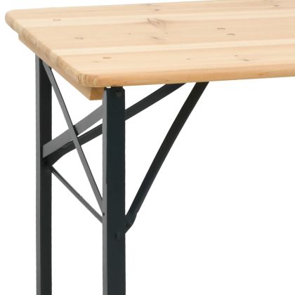 Комплект със сгъваема маса за бира от 3 части, масивна ела