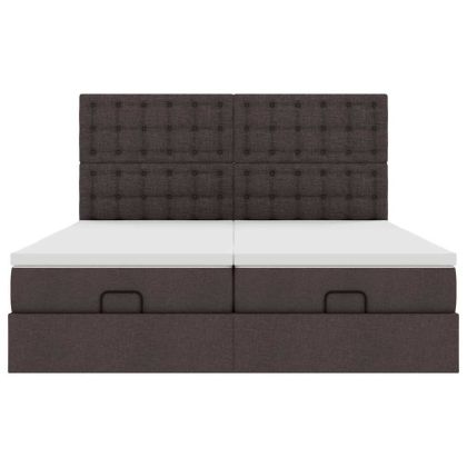 Османска легло с матраци, тъмнокафяво, 200x200 см, плат