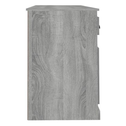 Бюро със страничен шкаф, сив сонома, инженерно дърво