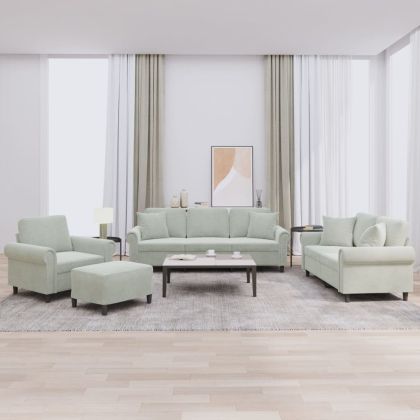 Комплект дивани 4 части с възглавници светлосив кадифе