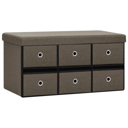 Сгъваема пейка за съхранение кафява 76x38x38 см изкуствен лен