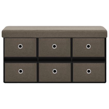 Сгъваема пейка за съхранение кафява 76x38x38 см изкуствен лен