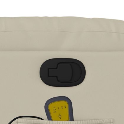 Изправящ масажен реклайнер стол, кремав, изкуствена кожа