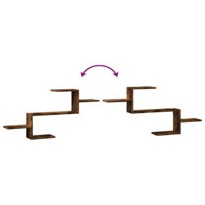 Стенен рафт, опушен дъб, 104x15x49 см, инженерно дърво