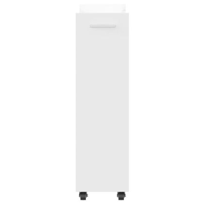 Шкаф с колелца, бял, 60x22x79 см, инженерно дърво