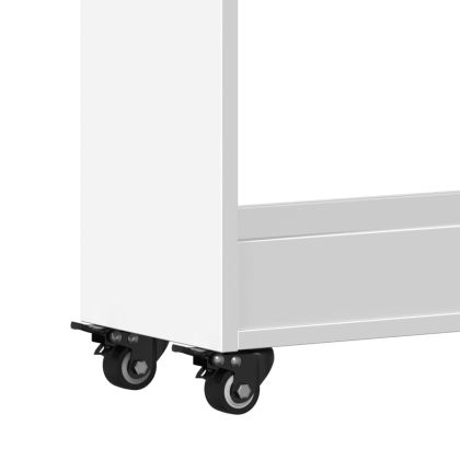 Шкаф с колелца, бял, 60x22x79 см, инженерно дърво