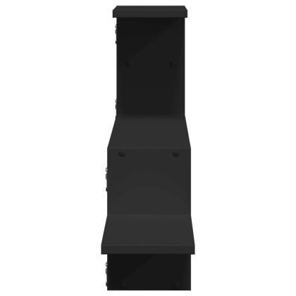 Стенен рафт, черен, 104x15x49 см, инженерно дърво