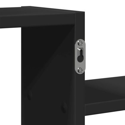 Стенен рафт, черен, 104x15x49 см, инженерно дърво