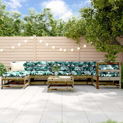 Градински лаундж комплект 8 части с възглавници импрегниран бор