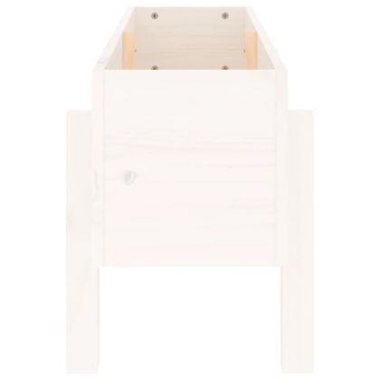 Градинско повдигнато легло, бяло, 101x30x38 см, бор масив