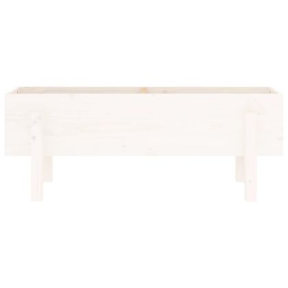 Градинско повдигнато легло, бяло, 101x30x38 см, бор масив