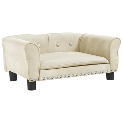 Кучешко легло Кремаво 70x45x30 см кадифе