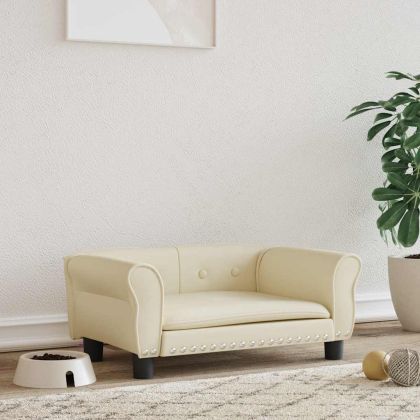 Кучешко легло, Кремаво , 70x45x30 см, изкуствена кожа