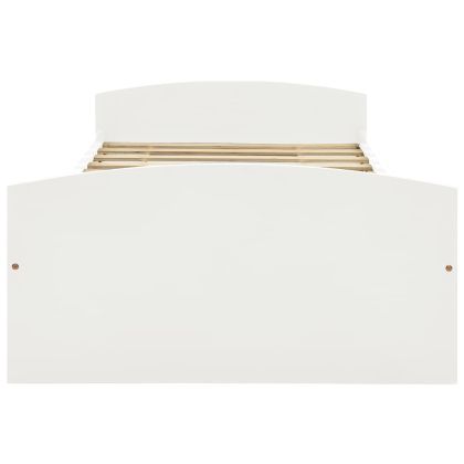 Рамка за легло с 2 чекмеджета, бяла, бор масив, 90х200 см