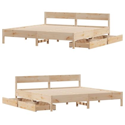 Рамка за легло без матрак 200x200 см масивна чамова дървесина