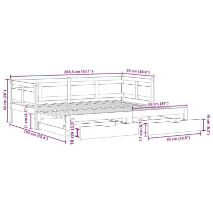 Дневно легло с уширение и чекмеджета без матрак 90x200 см