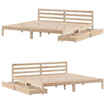 Рамка за легло без матрак 200x200 см масивна чамова дървесина