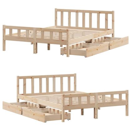 Рамка за легло без матрак, 160x200 см, масивна чамова дървесина