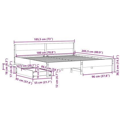 Рамка за легло без матрак, 180x200 см, масивна чамова дървесина