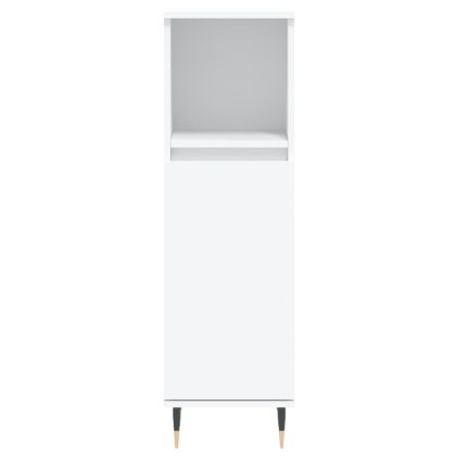 Комплект мебели за баня от 3 части, бял, инженерно дърво