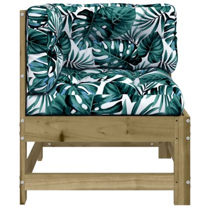 Ъглов диван с възглавници, импрегнирано борово дърво