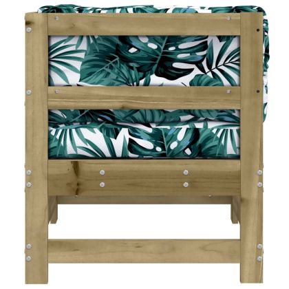 Ъглов диван с възглавници, импрегнирано борово дърво