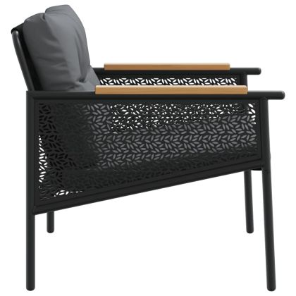 Комплект балконски мебели 4 части с възглавници черен стомана