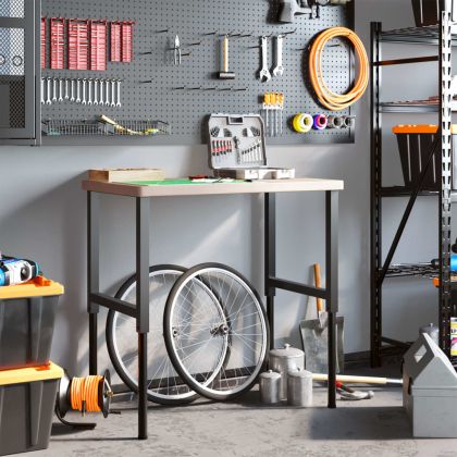 Работна маса 100x60x(73-99,5) см масивно дърво дъб правоъгълна