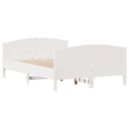 Рамка за легло без матрак, бял, 135x190 см, бор масив