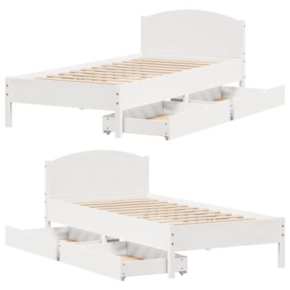 Рамка за легло без матрак, бял, 100x200 см, бор масив