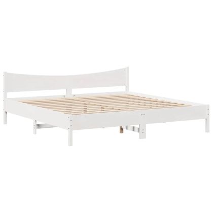 Рамка за легло с чекмеджета, бяла, бор масив, 180x200 cм