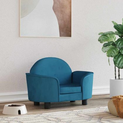 Кучешко легло синьо 66x40x45 см кадифе