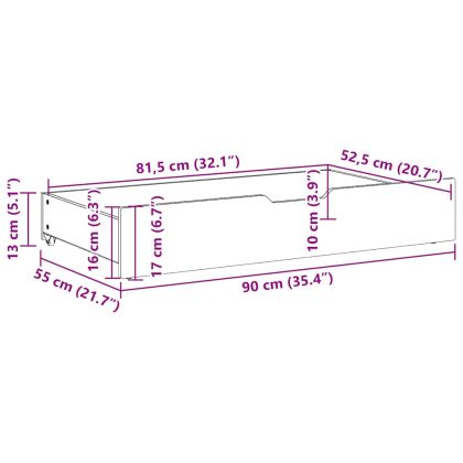 Чекмеджета за под легло 2 бр бели 90x55x17 см бор масив