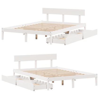 Рамка за легло без матрак, бял, 120x200 см, бор масив