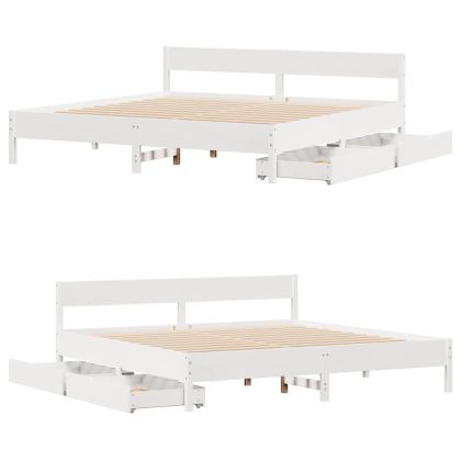 Рамка за легло без матрак, бял, 160x200 см, бор масив