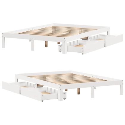 Рамка за легло, с чекмеджета, без матрак, бяла, 120x200 см